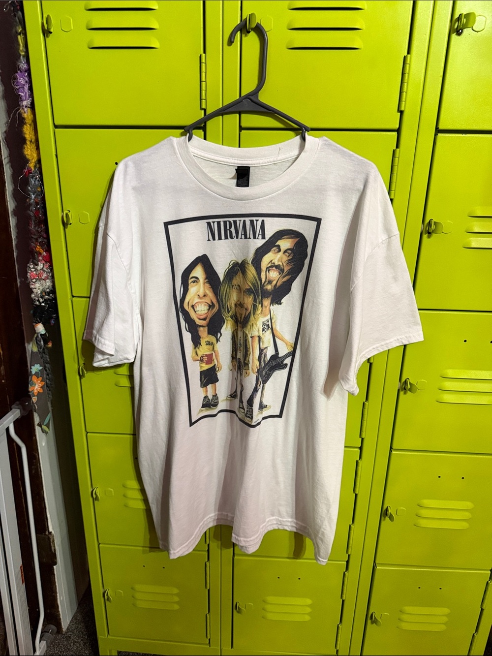 NIRVANA White Graphic Caricature Band Tee